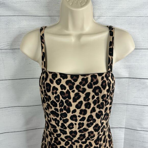 Band of Gypsies Womens size Small Leopard Wide Leg Split Hem Jumpsuit Mob Wife - Picture 4 of 12